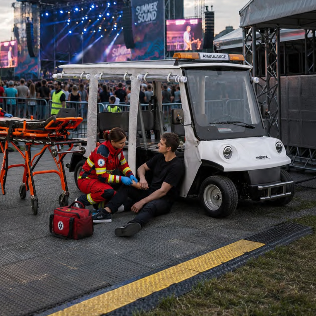 Melex N.20 Ambulanza in servizio durante un evento
